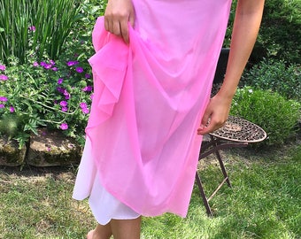 Pretty pink negligee, true vintage, filmy layers trimmed in lace, vintage Lingerie, Pink nightgown, Bridal lingerie, TwoSwansSwimming