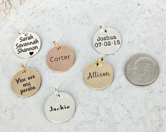 Personalized name charm • 5/8" Name Charm • Personalized Charm • Gold filled personalized charm • Gold-filled, Sterling silver, or Rose GF