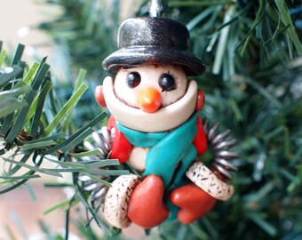 SNOWMAN Snowbot Seb Robot Jet-Pack Wearing Geeky Christmas Ornament