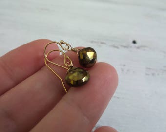 Mystic Spinel Earrings, Spinel Earrings, Bronze Copper and Gold Earrings, Spinel Gemstone Earrings, Gift For Her, Gift Women, Gifts Under 20
