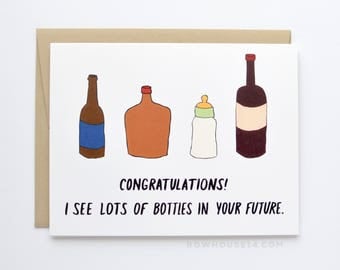 Funny New Baby Card - Expecting Parents Card - Baby Bottle Card