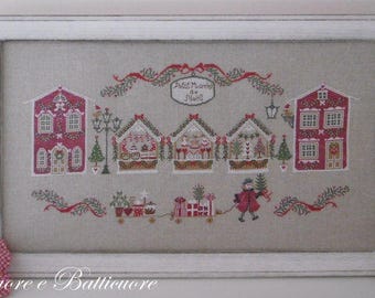 PDF Petite Marché de Noel counted cross stitch patterns by Cuore e Batticuore Italian Christmas Market Santa Claus embroidery
