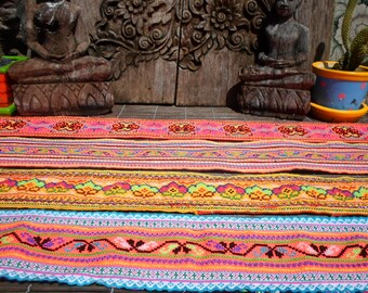 Embroidered Straps, Tribal Textile, Set Of 4, Hmong Textile, Hmong Vintage Textile, Vintage Straps, Embroidered Textile