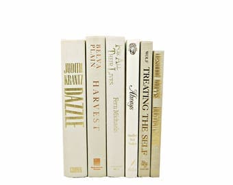 Ivory White BOoks, Cream Decorative Books, Beige Book Bundle, Book Collection, Old Book Decor, WEdding Decor, BOok Set, interior home decor
