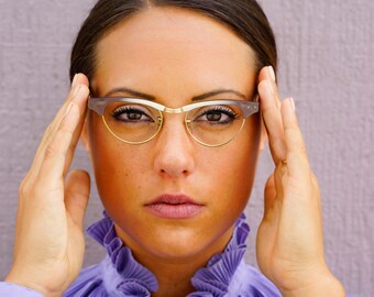 Vintage Cat Eye Frames 1960's Cateye Frames new Old Stock Glasses Made In USA 12k Gold Filled glasses BY SRO Style rite
