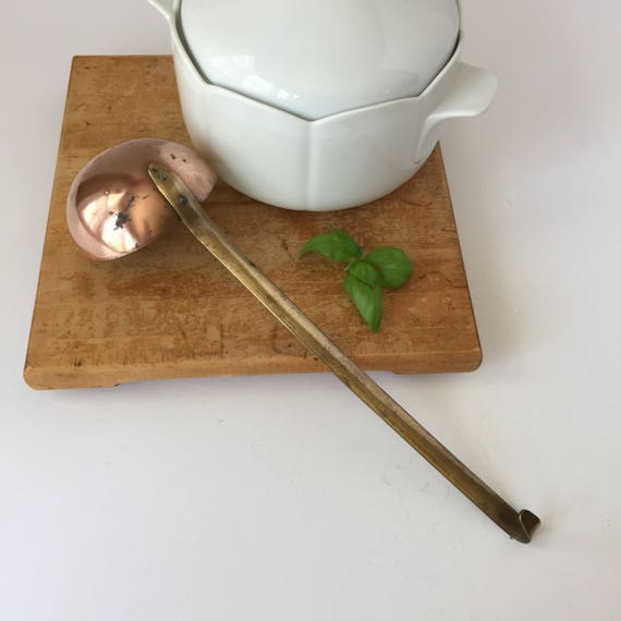 Copper and Brass Ladle Vintage Soup Ladle Copper on Tin