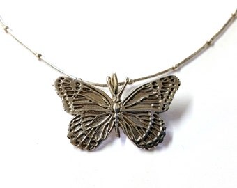 Sterling Silver Butterfly Pin / Pendant Necklace