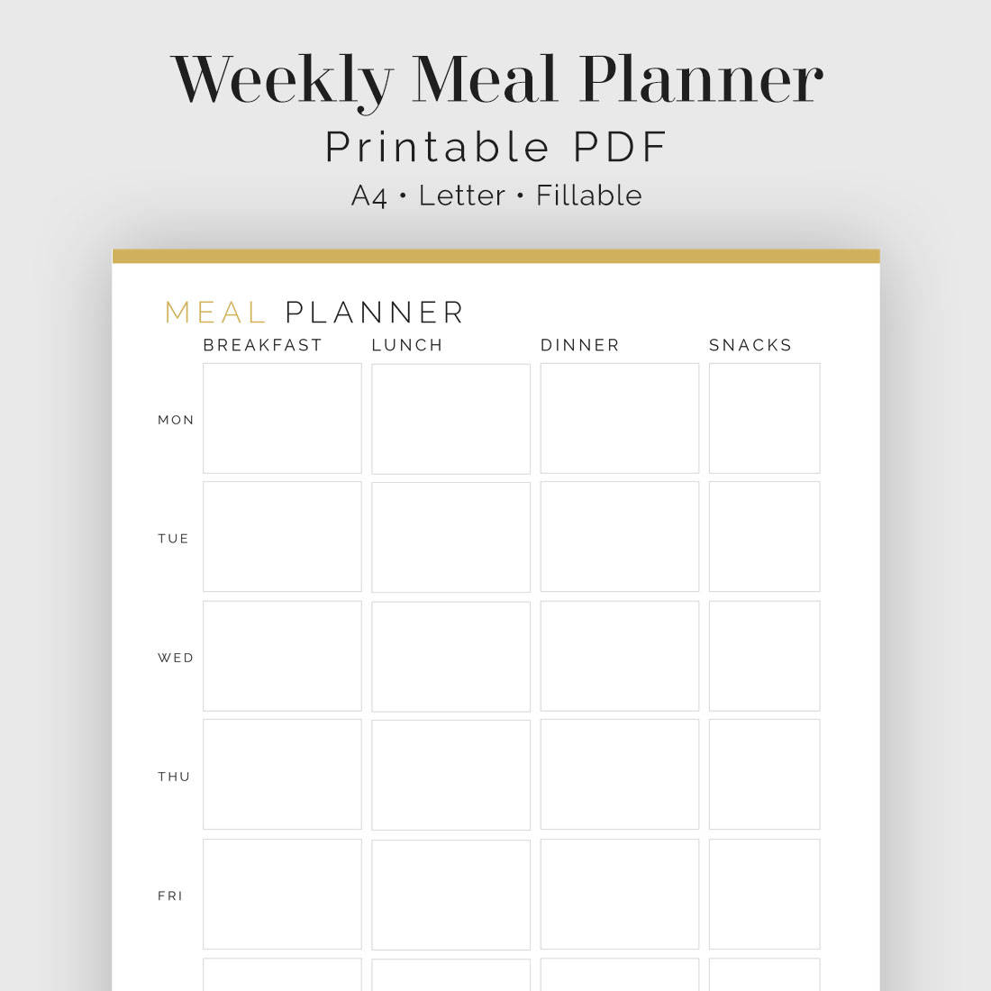 Download Printable Weekly Meal Plan Casual Style Pdf In 2020 Weekly 5 3248