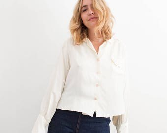 vintage 1930s rayon boxy blouse | S/M