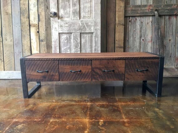 Industrial Entryway Bench Made from Reclaimed Wood