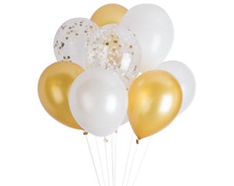 Gold Confetti Balloons, Gold Latex Balloons, Gold Baby Shower Decorations, Gold Engagement Party, Gold Bridal Shower Balloons