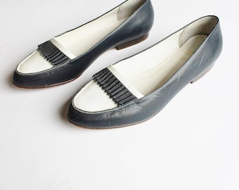color block leather loafers