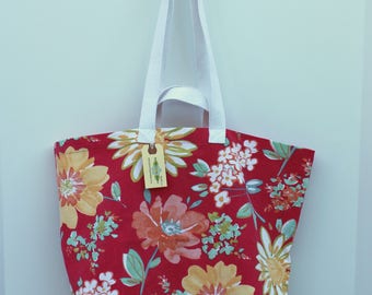 Canvas Bag: Vintage Spring Flowers, washable