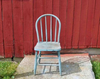 Vintage Primtive Spindle Back Wood Chair,Dining Chair,Accent Chair,Garden Decor