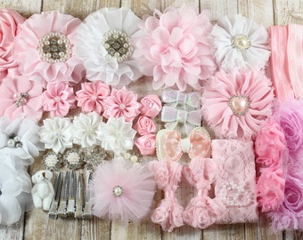 thumbnail image 2 of Felt Flower Headband Materials Bowtique Emilee Mini Headband DIY Kit - Makes 14 Purple & Pink Baby Headbands Scrunchie Making Kit 2 of 13