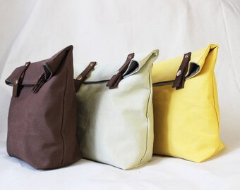 Waxed Canvas Lunch Bag, lunch box, school bag, personalized