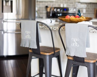 Monogrammed Tea Towel | Ruffled Towel | Monogrammed Kitchen Towel | Housewarming Gift | Hostess Gift | Gifts for Her | Hand Towel