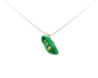 Pea Necklace, Charm Necklace, Charm Jewelry, Green Pea Pod Necklace, Pea Jewelry, Three Peas In A Pod Charm, Best Friend Charm, Pea Pendant
