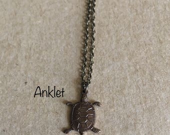 Turtle Anklet Bracelet, Antique Brass Turtle Anklet