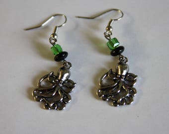 Lime Green Octopus Earrings