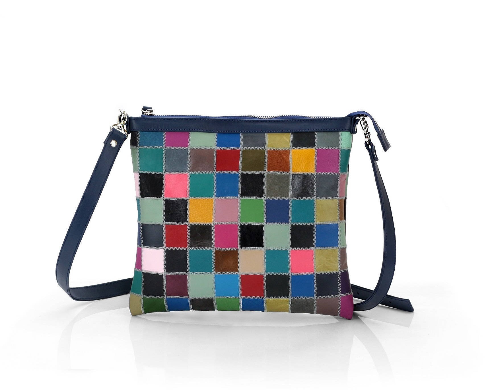 Leather Crossbody Bag patchwork Leather bag pattern