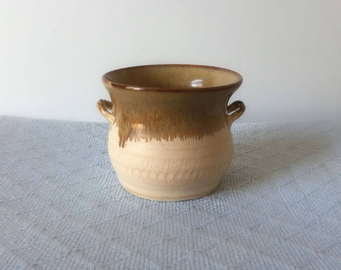 Ceramic Pottery Planter - Tan & Brown Plant Pot