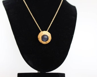 black and gold up cycled necklace, button necklace, vintage neckalce