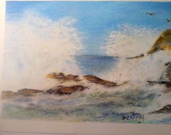 Original "Waves" Pastel pencil 10x12 inches