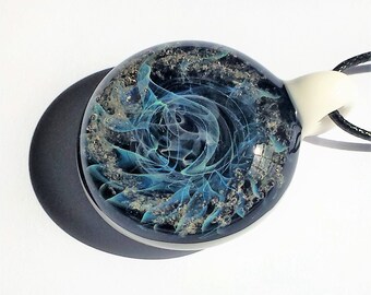 Cremation Jewelry Blown Glass Pendant StarDust Galaxy Necklace.Ash to glass.Pet Urn Memorial .Cremation jewelry for men women.Pet loss.Grief