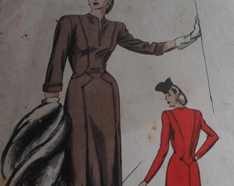 RARE Vintage 1940's Vogue No. 227 Couturier Design Dress Sewing Pattern, Size 14 Bust 32