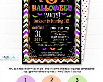Halloween Invitations - Halloween Party Invitations - Halloween Birthday Invitations - INSTANT ACCESS - Halloween Party Supplies