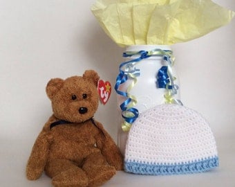 NICU Hat Boy, Preemie Hospital Hat, Tiny Baby, Soft Preemie Hat, Cute Baby Hats, Crochet Reborn Hat, Bitty Baby Clothes, Premature Boy Hat