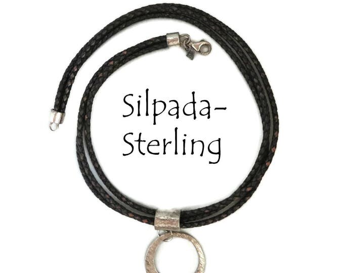 Silpada Sterling Choker - Vintage Sterling Silver and Leather Necklace, Hammered Silver Pendant Necklace, Gift for Her, Gift Box Silpada Sterling Choker - Vintage Sterling Silver and Leather Necklace, Hammered Silver Pendant Necklace, Gift for Her, Gift Box