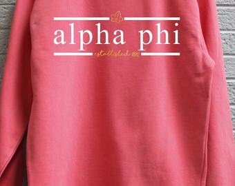 Alpha Phi Comfort Color Sweatshirt with Press on Design