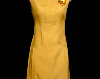Silk Twill Dress in Mustard and Brown (042) main image 0