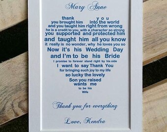 Mother of the Groom gift from Bride, Mother in law Wedding gift, Wedding gift parents, gift for Mother in law, poem print