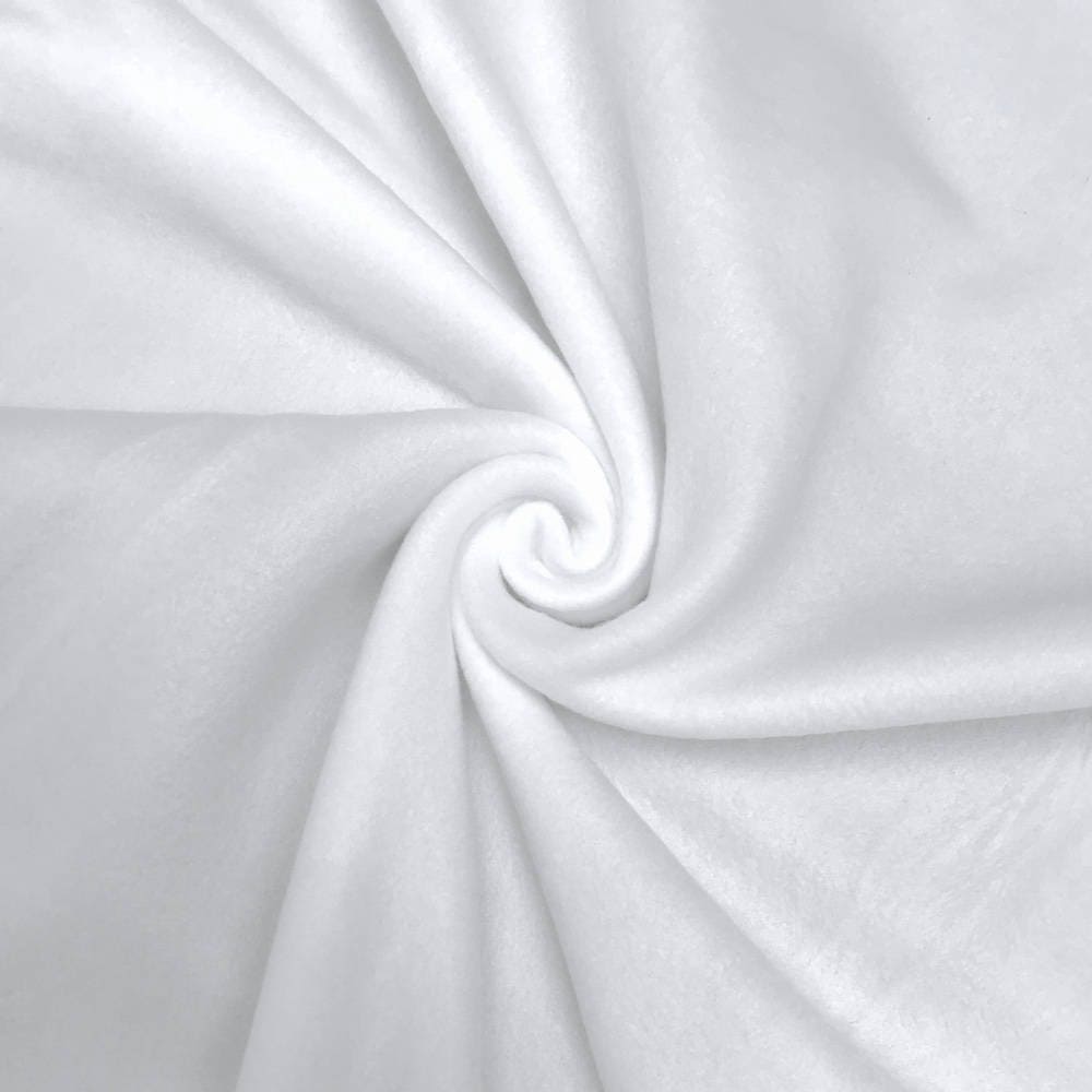 White Solid Polar Fleece Fabric Anti-Pill 60
