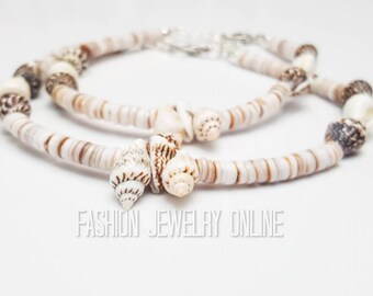 Shells anklet Beach anklet Heishi shell ankle bracelet Surfer foot bracelet Surfer Jewellery Beach Jewelry Best friend Gifts under 20