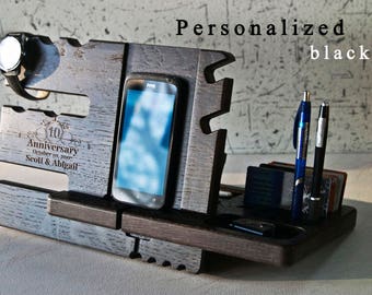 10th anniversary gift for him.Wooden stand 10th anniversary gift wood 10th wedding anniversary gift wood gifts for men Personalized