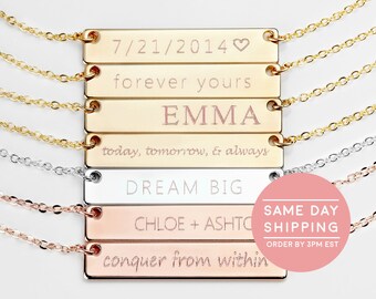 Name Necklace Gold Name Plate Necklace Initial Necklace Rose Gold Bar Necklace Letter Necklace WEDDING GIFT - 4N