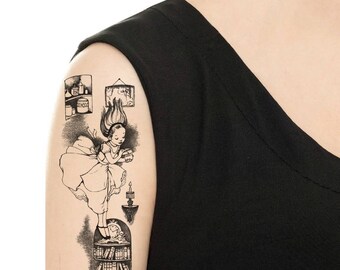 tattoo temporary wonderland alice pansy watercolor flash rose