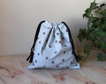 Medium size Knitting Project Bag, Project Bag, Drawstring Bag