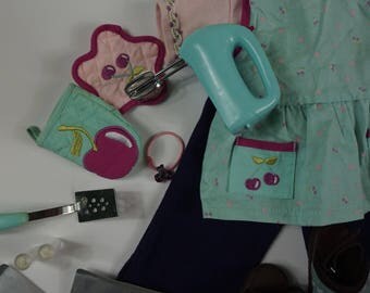 American Girl Weekend Baking Outfit PLUS Accessories, Working Mixer American Girl Doll Clothes