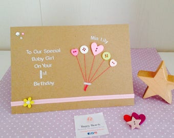 Personalised Happy Birthday Cards - 1st Birthday Card - Daughter, Niece, Sister, Granddaughter Birthday Card
