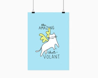 Illustration printing art The Amazing Chat-Volant - 5 x 7 inches