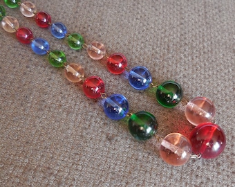 1930s Amazing RAINBOW GLASS Bead NECKLACE...Vintage Jewellery...Art Deco Multicoloured Art Glass Beads...Antique Glamour!