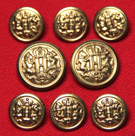 Men's Haggar Vintage Blazer Buttons Set Gold Brass Shank