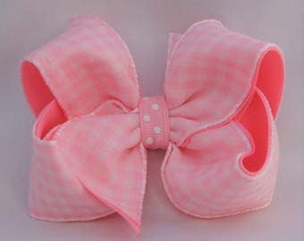 Shop Teeta Girls Blue Gingham Kate Dress - Smocked with Pink Georgia Bows main image 1