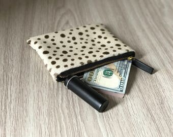 FREE SHIPPING - COIN, Dalmatian coin purse, small purse, leather accessories, money clips, coin wallet, coin pouch, card holder, leather wal