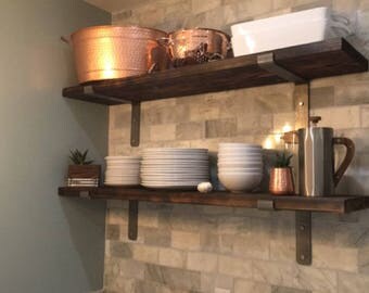 A set of six (three pairs) 2x11-1/4" custom heavy duty industrial style shelf brackets, Fits standard lumber size 2x12. Industrial